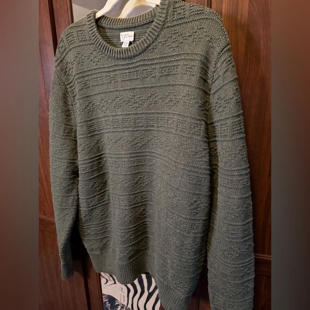 100% cotton J Crew Mens Olive Green Sweater